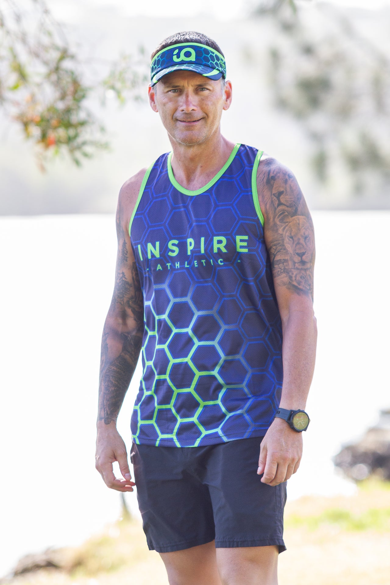 Inspire Athletic Unisex Running Singlet | Green Hex Design